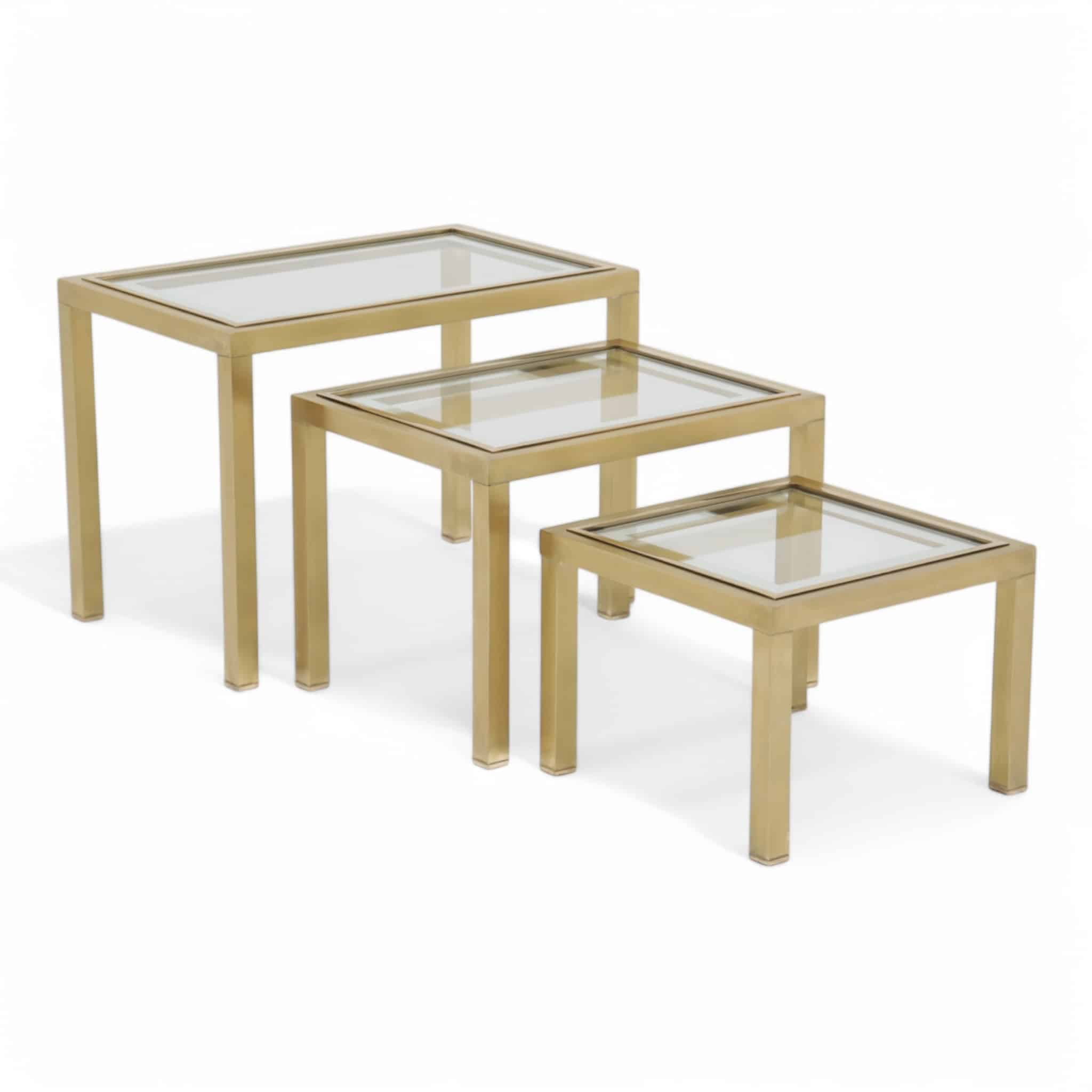 Vintage Brass Nest of Tables, Italy, 1960s, 1970s